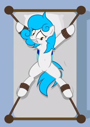 Size: 1536x2166 | Tagged: safe, artist:equestria secret guard, oc, oc only, oc:lin xue, pegasus, pony, armpits, bed, belly button, bondage, featureless crotch, female, helpless, mare, on bed, pegasus oc, rope, rope bondage, sexy, solo, spread eagle, tied to bed, tied up