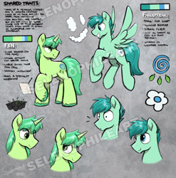 Size: 2965x3000 | Tagged: safe, artist:selenophile, oc, oc only, pegasus, pony, unicorn, high res, reference sheet, watermark