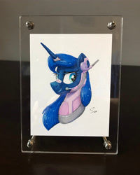 Size: 2689x3361 | Tagged: safe, artist:selenophile, princess luna, alicorn, cyborg, pony, g4, high res, traditional art