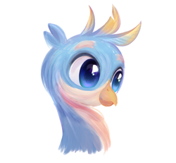 Size: 1080x1000 | Tagged: artist needed, safe, gallus, griffon, g4, blue eyes, bust, lineless, looking sideways, male, simple background, solo, white background