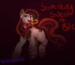 Size: 1767x1536 | Tagged: safe, artist:revenge.cats, oc, oc:candymare, earth pony, pony, fanfic:something sweet to bite, blood, creepypasta, lineless, looking at you, sharp teeth, smiling, smiling at you, solo, teeth