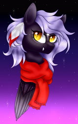 Size: 2401x3785 | Tagged: safe, artist:cindystarlight, oc, oc:cloudy night, pegasus, pony, base used, bust, clothes, female, high res, mare, portrait, scarf, solo
