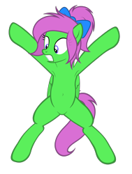 Size: 3012x3981 | Tagged: safe, artist:equestria secret guard, oc, oc only, oc:zippy sparkz, pegasus, pony, armpits, belly button, bow, featureless crotch, female, high res, mare, pegasus oc, show accurate, simple background, solo, spread eagle, transparent background, vector