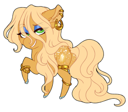 Size: 1024x901 | Tagged: safe, artist:azure-art-wave, oc, oc:sunshine jewel, earth pony, pony, butt, ear piercing, earring, eyeshadow, female, jewelry, makeup, mare, piercing, plot, simple background, solo, transparent background