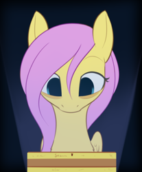 Size: 2094x2532 | Tagged: safe, artist:dusthiel, fluttershy, pegasus, pony, g4, box, bust, female, full face view, high res, looking at something, looking down, solo, stray strand, wings