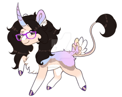 Size: 1280x1020 | Tagged: safe, artist:malinraf1615, oc, pony, unicorn, deviantart watermark, female, glasses, mare, obtrusive watermark, simple background, solo, tail wings, transparent background, watermark