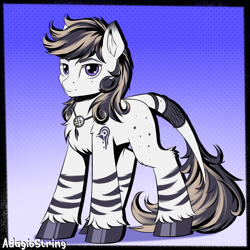 Size: 2000x2000 | Tagged: safe, artist:adagiostring, oc, oc only, earth pony, original species, pony, fluffy, high res, long mane, looking at you, male, purple eyes, solo, stallion, standing