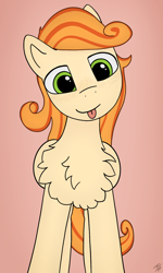 Size: 942x1573 | Tagged: safe, artist:hardrock, oc, oc only, oc:megan rouge, pegasus, pony, :p, chest fluff, freckles, solo, tongue out