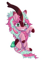 Size: 1800x2400 | Tagged: safe, derpibooru exclusive, oc, oc only, oc:minty, oc:minty (crystal), kirin, 2023 community collab, derpibooru community collaboration, bow, chest fluff, cloven hooves, cute, female, fluffy, grin, happy, kirin oc, lineless, looking at you, mare, raised hoof, shading, simple background, sitting, smiling, solo, tail, tail bow, transparent background