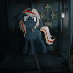 Size: 2000x2000 | Tagged: safe, artist:dddromm, oc, oc only, oc:velvet remedy, pony, unicorn, fallout equestria, female, first aid kit, floppy ears, high res, mare, solo