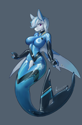 Size: 3587x5425 | Tagged: safe, artist:龙宠, oc, oc only, oc:lady lightning strike, mermaid, merpony, pegasus, sea pony, seapony (g4), anthro, breasts, clothes, female, fish tail, gloves, latex, latex gloves, latex suit, mare, solo, tail, tights, transformation, wide hips