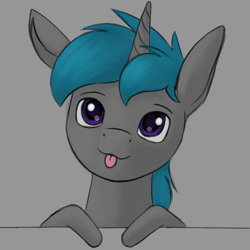 Size: 900x900 | Tagged: safe, artist:stray prey, oc, oc only, oc:lucent, pony, unicorn, bust, portrait, solo, tongue out