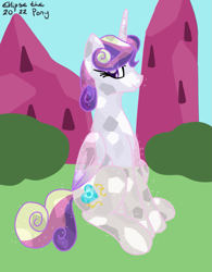 Size: 705x906 | Tagged: safe, artist:eklipsethepony, princess cadance, alicorn, crystal pony, pony, the crystal empire 10th anniversary, g4, bush, crystal, crystal empire, crystallized, female, mare, outdoors, solo