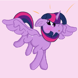 Size: 4800x4800 | Tagged: safe, alternate version, artist:gean, twilight sparkle, alicorn, pony, g4, :o, blushing, emanata, open mouth, simple background, solo, spread wings, twilight sparkle (alicorn), wings