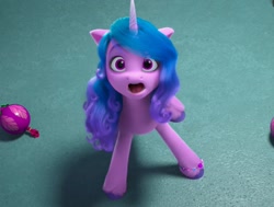 Size: 1424x1076 | Tagged: safe, screencap, izzy moonbow, pony, unicorn, g5, my little pony: make your mark, my little pony: make your mark chapter 3, winter wishday, spoiler:g5, spoiler:winter wishday, open mouth, solo
