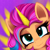 Size: 4000x4000 | Tagged: safe, artist:ser-p, sunny starscout, alicorn, pony, g5, :3, absurd resolution, female, lidded eyes, mane stripe sunny, mare, race swap, smiling, solo, sunnycorn