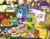 Size: 1200x929 | Tagged: safe, artist:pixelkitties, gilda, sonata dusk, bird, griffon, human, turkey, equestria girls, g4, burger, cake, cooked, cupcake, food, hamburger, hay burger, holiday, marÿke hendrikse, taco, thanksgiving, this will end in weight gain, voice actor joke