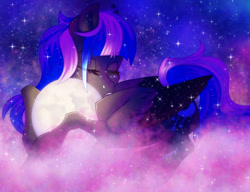 Size: 1280x982 | Tagged: safe, artist:sadelinav, oc, oc only, pegasus, pony, moon, not luna, solo, tangible heavenly object