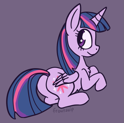 Size: 645x642 | Tagged: safe, artist:froutsuip, twilight sparkle, alicorn, pony, g4, looking back, lying down, simple background, solo, twilight sparkle (alicorn)