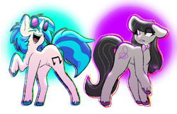 Size: 1359x879 | Tagged: safe, artist:cookiesmolbean, dj pon-3, octavia melody, vinyl scratch, earth pony, pony, unicorn, g4, duo, female, open mouth, simple background, transparent background