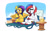 Size: 1440x900 | Tagged: safe, artist:fanzeem, oc, oc only, oc:beatbreaker, oc:mixi creamstar, pegasus, pony, beach, beach chair, chair, colored hooves, duo, glasses, hat, open mouth, open smile, pegasus oc, smiling, star mark, unshorn fetlocks