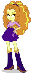 Size: 377x874 | Tagged: artist needed, safe, adagio dazzle, rarity, human, equestria girls, g4, belt, boots, clothes, clothes swap, high heel boots, shirt, shoes, simple background, skirt, solo, white background