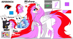 Size: 4800x2600 | Tagged: safe, artist:krissstudios, oc, oc:mizhore, pegasus, pony, clothes, dress, female, mare, reference sheet, simple background, solo, sweater, white background