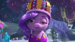 Size: 1920x1080 | Tagged: safe, screencap, pipp petals, pegasus, pony, g5, my little pony: make your mark, my little pony: make your mark chapter 3, winter wishday, spoiler:g5, spoiler:winter wishday, female, mare, pipp petals is not amused, solo, unamused
