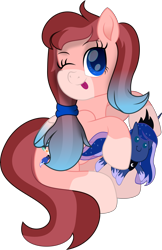 Size: 6798x10476 | Tagged: safe, artist:php178, derpibooru exclusive, princess luna, oc, oc only, oc:rose scribbles, alicorn, pegasus, pony, .svg available, ;p, absurd resolution, adorable face, blue eyes, clothes, coat markings, colored eyebrows, colored wings, colored wingtips, crown, cute, cute face, cute smile, eyebrows, facial markings, folded wings, gradient mane, gradient wings, hair tie, happy, inkscape, jewelry, looking at you, mealy mouth (coat marking), mlem, movie accurate, ocbetes, one eye closed, open mouth, open smile, paintbrush, pegasus oc, pencil, plushie, princess celestia's cutie mark, princess luna's cutie mark, regalia, shoes, silly, simple background, smiling, smiling at you, socks (coat markings), solo, striped mane, striped tail, svg, tail, tongue out, transparent background, two toned mane, two toned tail, vector, wings, wink, winking at you