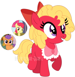 Size: 2008x2048 | Tagged: safe, artist:interstellar-quartz, apple bloom, tender taps, oc, earth pony, pony, g4, bow, female, filly, foal, hair bow, high res, oc focus, offspring, parent:apple bloom, parent:tender taps, parents:tenderbloom, simple background, solo focus, transparent background