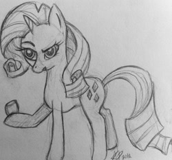 Size: 584x544 | Tagged: safe, artist:jejejoja, rarity, pony, unicorn, g4, 2012, food, marshmallow, monochrome, old art, raised eyebrow, rarity is a marshmallow, sketch, slender, solo, thin, traditional art