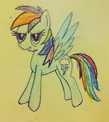 Size: 912x1024 | Tagged: safe, artist:jejejoja, rainbow dash, pegasus, pony, g4, 2012, old art, solo, traditional art