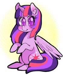 Size: 394x456 | Tagged: safe, artist:cozygh0st, twilight sparkle, alicorn, pony, g4, cute, sitting, solo, sparkly eyes, twilight sparkle (alicorn), wingding eyes