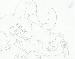 Size: 1087x850 | Tagged: safe, artist:deadmadness665, fluttershy, pegasus, pony, g4, cute, lineart, lying down, monochrome, on back, shyabetes, solo, traditional art