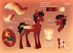 Size: 3948x2896 | Tagged: safe, artist:doekitty, oc, oc:sparkfire, pegasus, pony, fire, high res, male, reference sheet, solo, stallion
