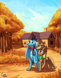 Size: 2800x3577 | Tagged: safe, artist:cyonixcymatro, applejack, princess ember, dragon, earth pony, pony, g4, crack shipping, cute, dragoness, emberbetes, emberjack, fanfic, fanfic art, fanfic cover, female, high res, jackabetes, shipping