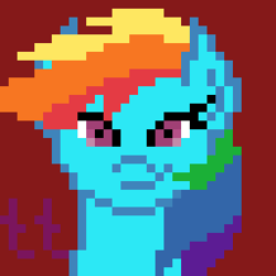 Size: 512x512 | Tagged: safe, artist:lukasz, rainbow dash, pegasus, pony, g4, pixel art, red background, simple background, solo