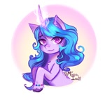 Size: 800x768 | Tagged: safe, artist:mielaink, izzy moonbow, pony, unicorn, g5, female, glowing, glowing horn, horn, mare, solo