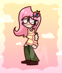 Size: 722x846 | Tagged: safe, artist:keymilanimations, fluttershy, human, g4, female, humanized, solo