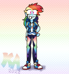 Size: 985x1052 | Tagged: safe, artist:keymilanimations, rainbow dash, human, equestria girls, g4, converse, female, grin, shoes, smiling, sneakers, solo