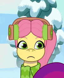 Size: 371x450 | Tagged: safe, screencap, posey bloom, earth pony, pony, g5, my little pony: tell your tale, snow pun intended, spoiler:g5, spoiler:my little pony: tell your tale, spoiler:tyts01e37, adorable distress, adoraposey, animated, bouncing, close-up, concerned, cropped, cute, earmuffs, female, gif, mare, pinpoint eyes, snow, solo, wavy mouth, youtube link