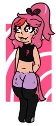 Size: 468x1052 | Tagged: safe, artist:lazerblues, oc, satyr, clothes, midriff, offspring, offspring's offspring, parent:oc:bella, parent:oc:strawberry soda, socks, solo