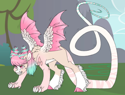 Size: 2362x1800 | Tagged: safe, artist:dozyarts, oc, oc:dozy, draconequus, angry, female, magic, solo