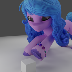 Size: 1920x1920 | Tagged: safe, artist:anthonystt, izzy moonbow, pony, unicorn, g5, my little pony: a new generation, 3d, cube, female, mare, solo