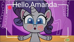Size: 710x404 | Tagged: safe, edit, screencap, rarity, pony, unicorn, g4.5, my little pony: pony life, the rarest of occasions, spoiler:pony life s02e15, :o, female, livestream, looking at you, o, o mouth, open mouth, phone, saw (movie), solo, text