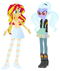 Size: 507x601 | Tagged: safe, artist:marrabo, sugarcoat, sunset shimmer, human, equestria girls, g4, clothes swap, duo, simple background, transparent background