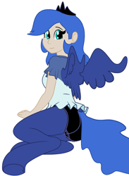 Size: 1826x2490 | Tagged: safe, artist:evilfrenzy, edit, oc, oc only, oc:selene, satyr, ass, butt, clothes, offspring, panties, parent:princess luna, simple background, solo, underwear, white background