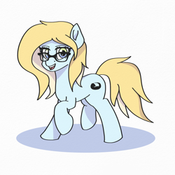 Size: 2000x2000 | Tagged: safe, artist:artevi, oc, oc:dylexic, earth pony, pony, glasses, high res, open mouth, simple background, smiling, solo, white background