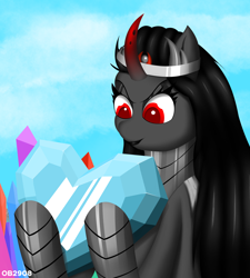 Size: 2700x3000 | Tagged: safe, artist:ob2908, king sombra, pony, unicorn, the crystal empire 10th anniversary, g4, crystal heart, female, high res, queen umbra, rule 63, solo
