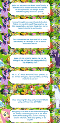 Size: 2048x4200 | Tagged: safe, gameloft, idw, dyre, fluttershy, grackle, hoity toity, twilight sparkle, violet shiver, alicorn, human, pegasus, pony, unicorn, g4, my little pony: generations, my little pony: magic princess, clothes, costume, dialogue, dialogue box, disguise, english, event, female, folded wings, horn, idw showified, mare, speech bubble, spread wings, text, twilight sparkle (alicorn), wings